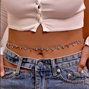 Silver Heart Chain Waist Body Jewelry Accessory